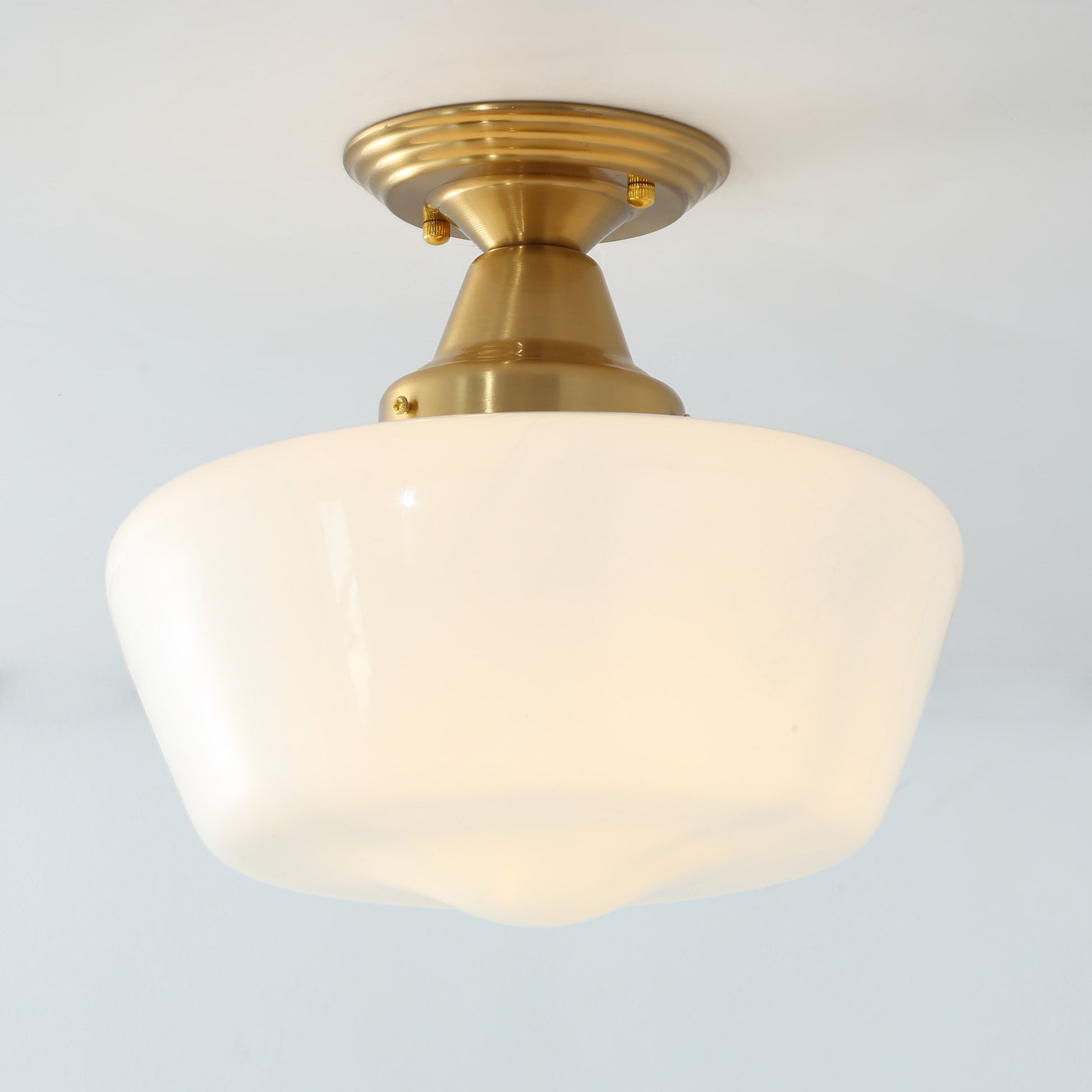 1-Light Industrial Dome Semi-Flush Mount Lighting