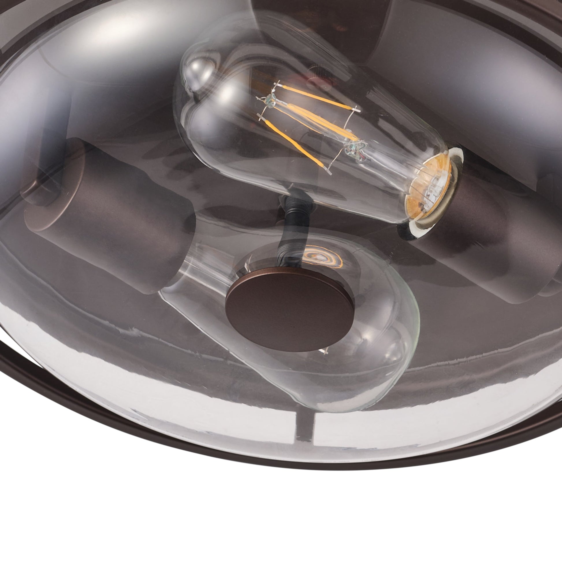 2-Lights Farmhouse Round Shape Brown Flush Mount Lighting