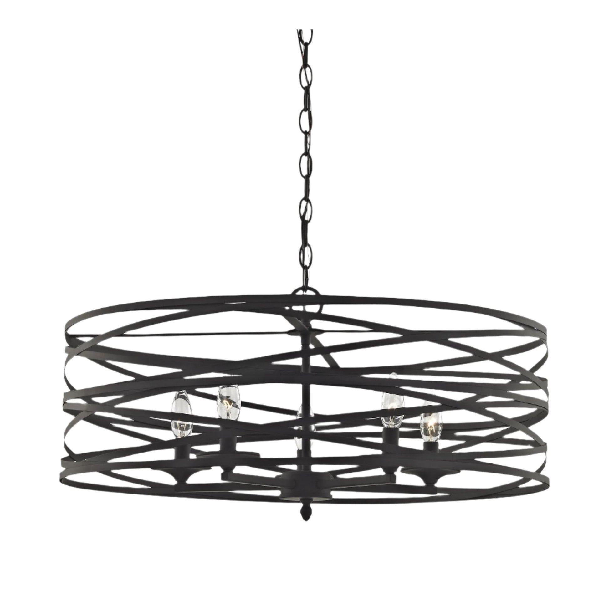 4-Light Strap Cage Chandelier - Weathered Iron