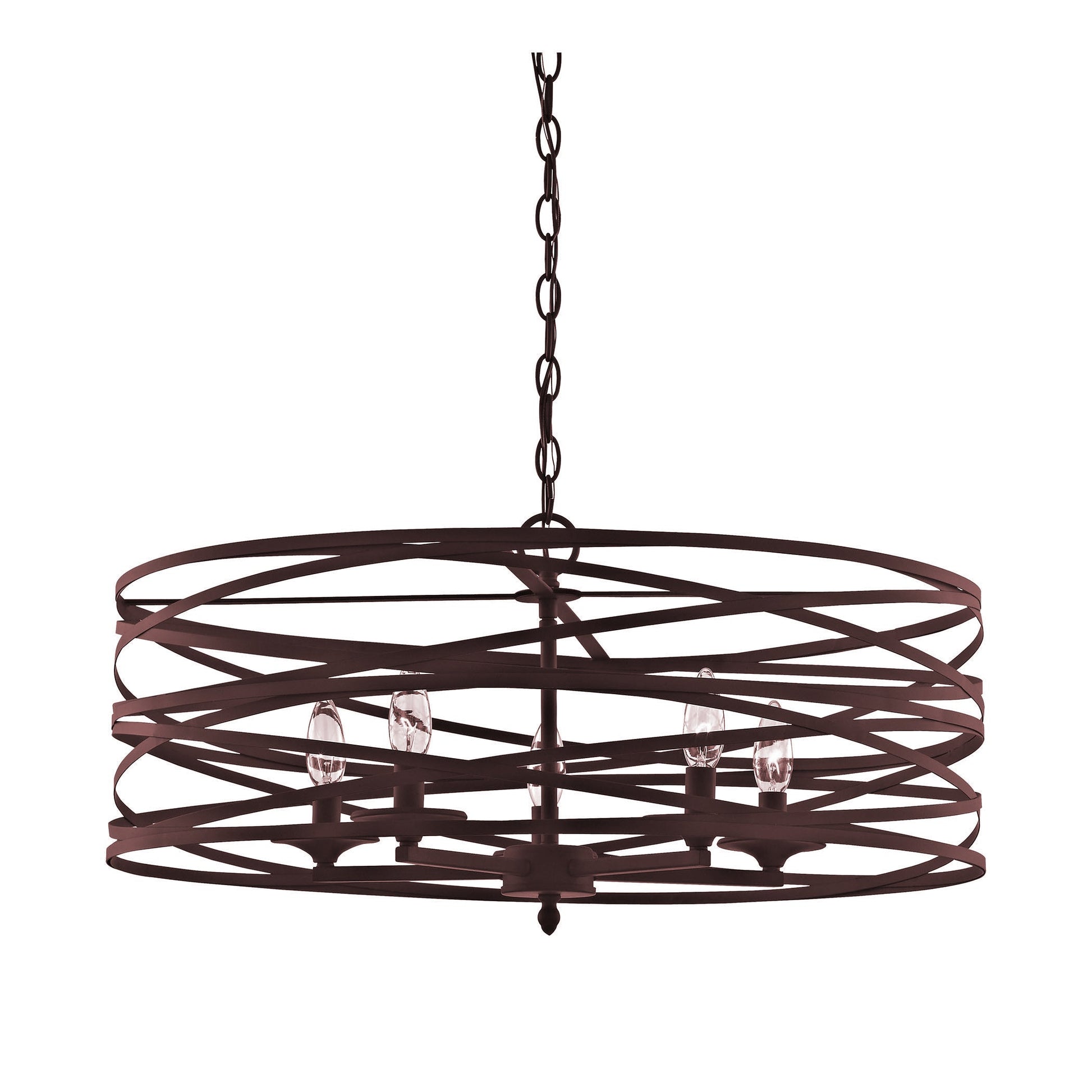 4-Light Strap Cage Chandelier - Weathered Iron