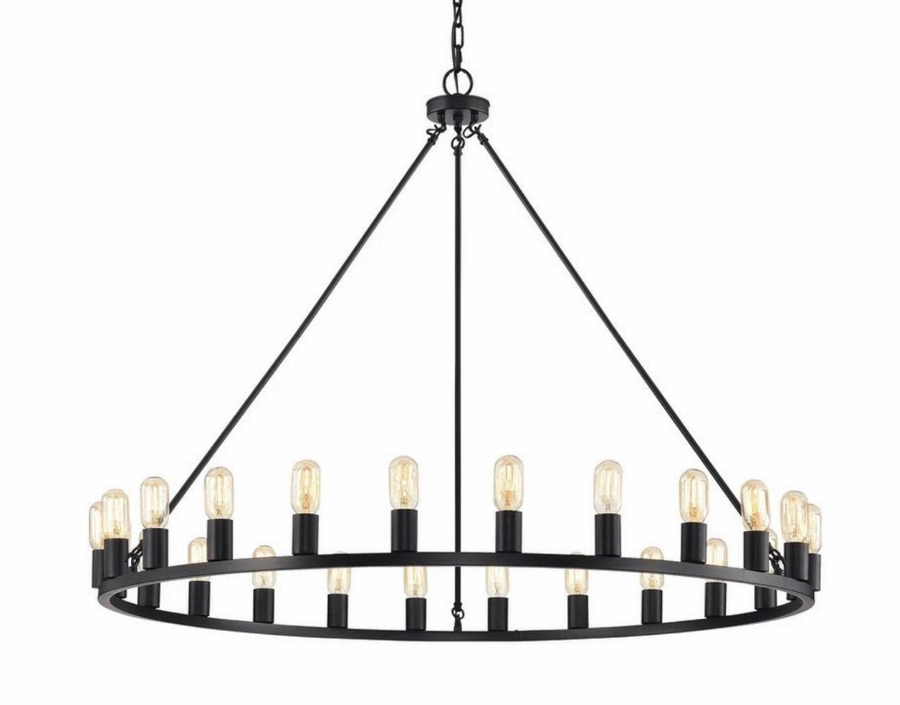 24-light Wagon Wheel Chandelier - 48-inch - Matte Black