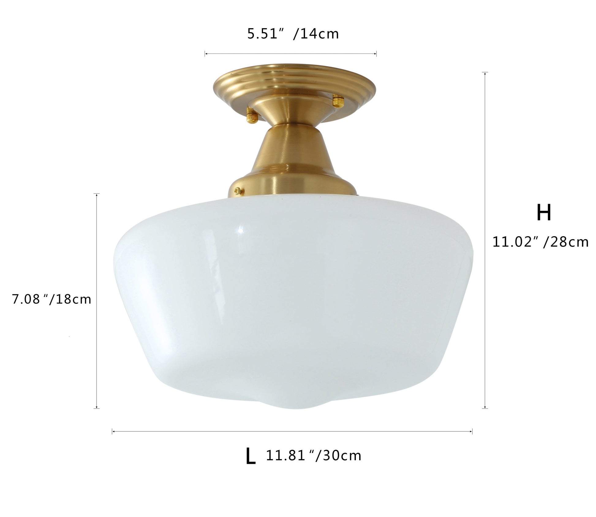 1-Light Industrial Dome Semi-Flush Mount Lighting