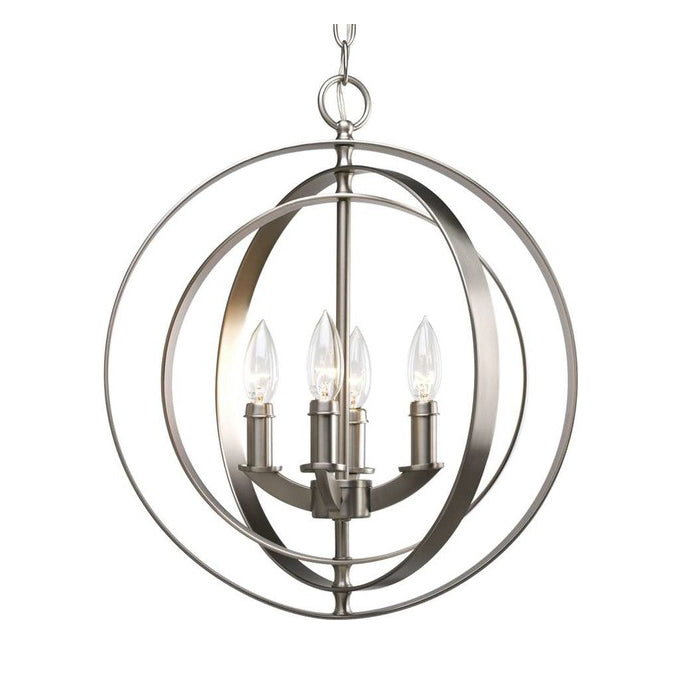 4-Light Foyer Pendant Light, Burnished Silver
