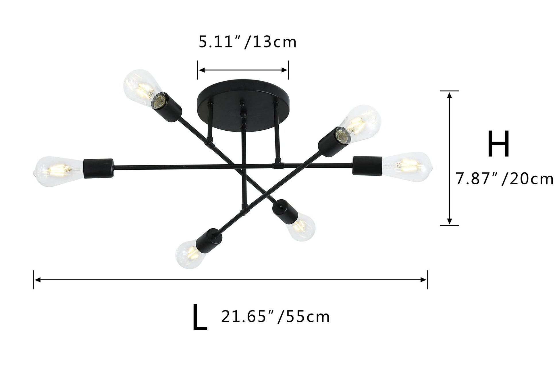 6-Lights Geometric Shape Semi-Flush Mount Lighting