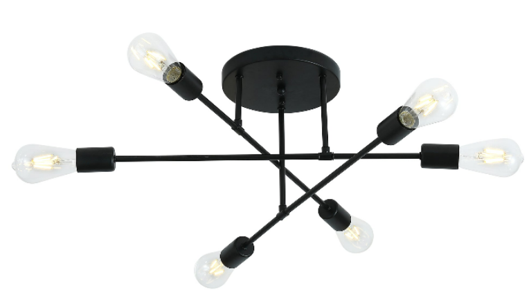 6-Lights Geometric Shape Semi-Flush Mount Lighting