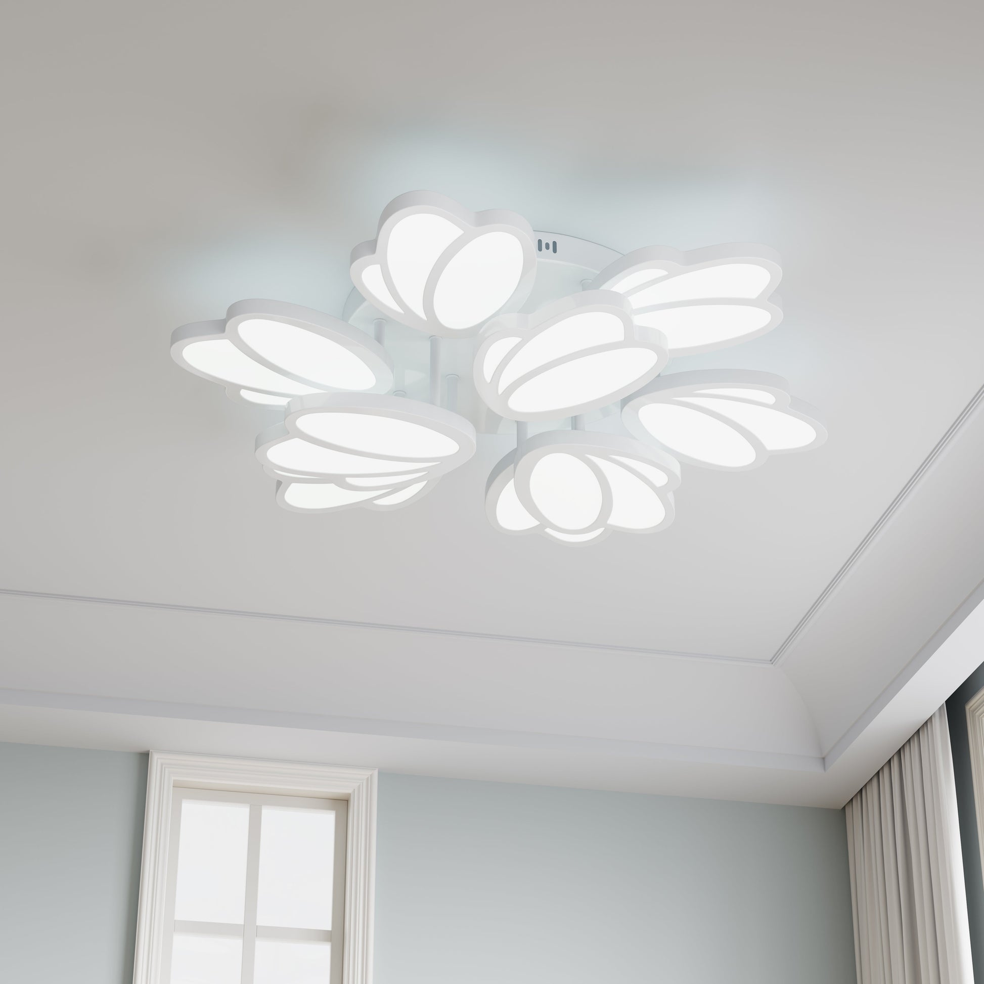 7-Lights Creative Petal Shape LED Semi-Flush Mount Lighting