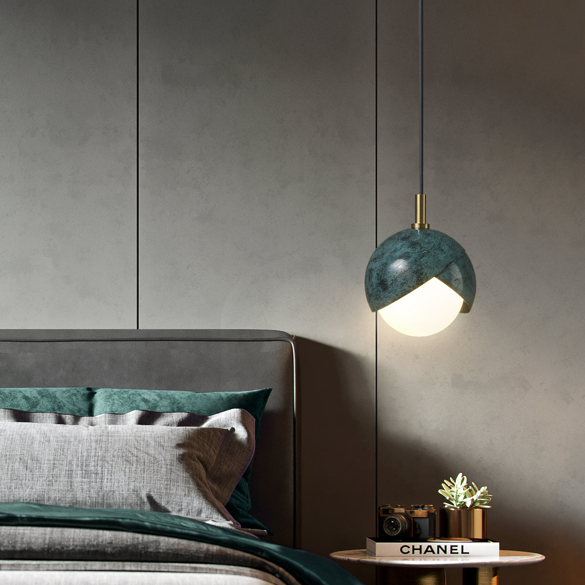 Blue tulip pendant lighting