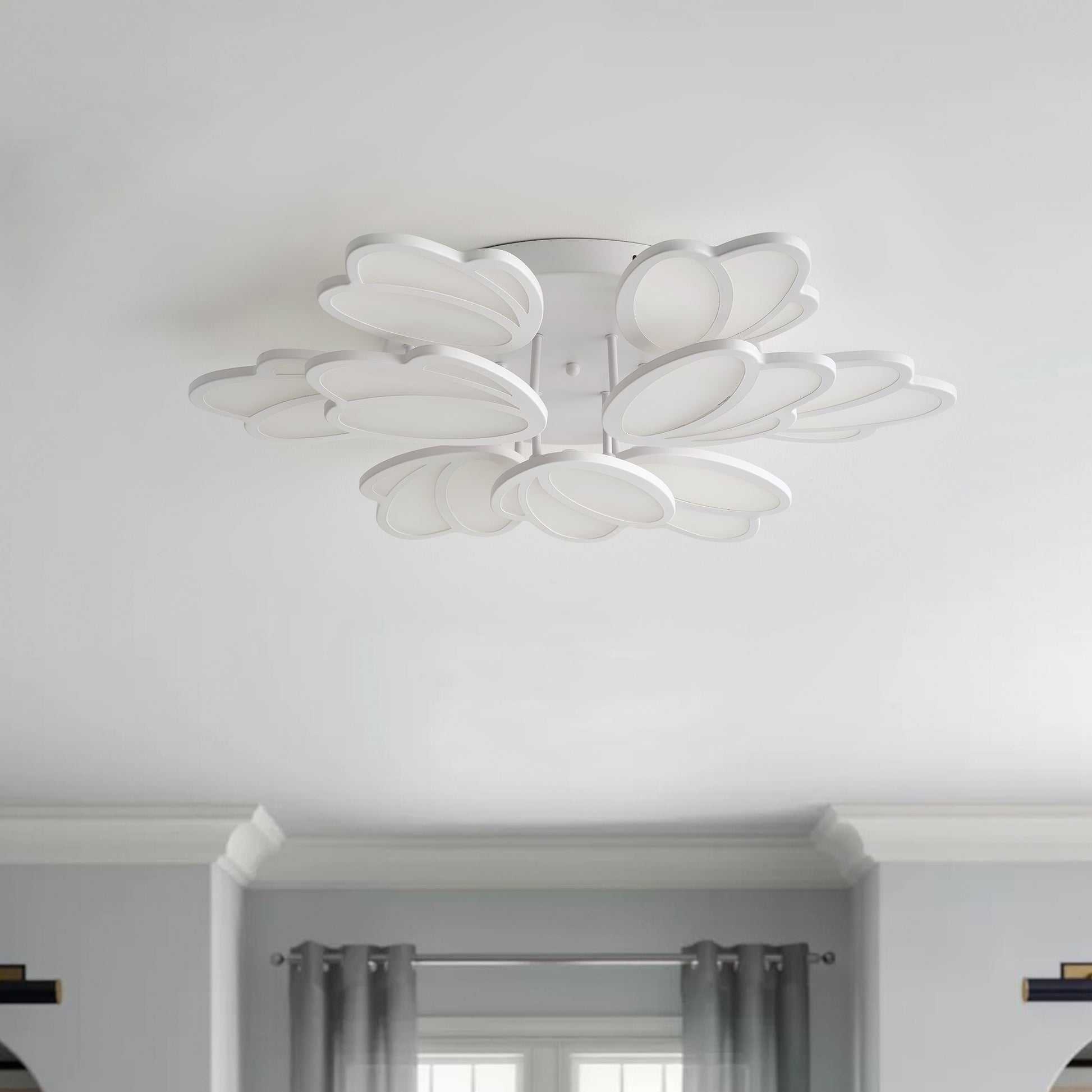 7-Lights Creative Petal Shape LED Semi-Flush Mount Lighting