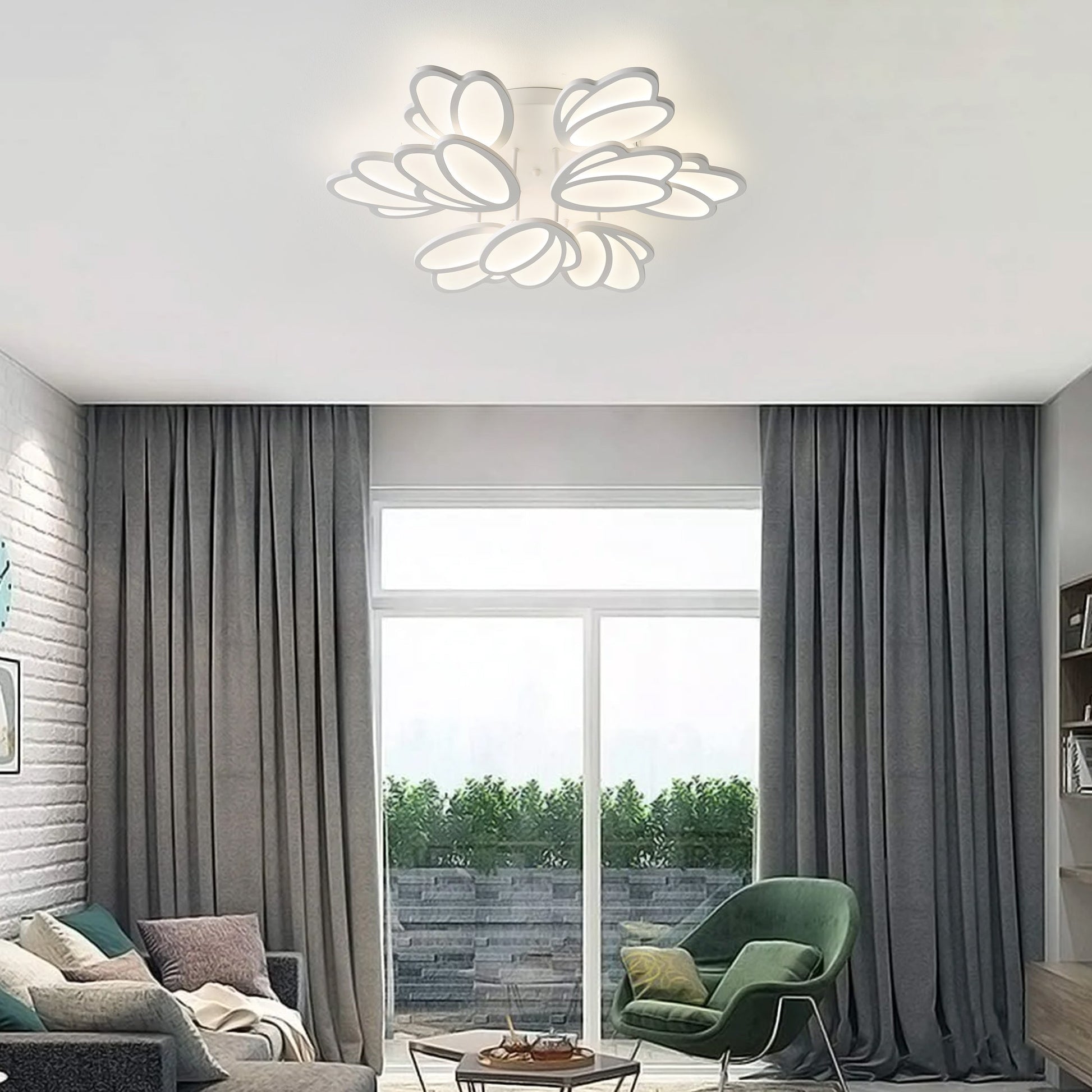 7-Lights Creative Petal Shape LED Semi-Flush Mount Lighting