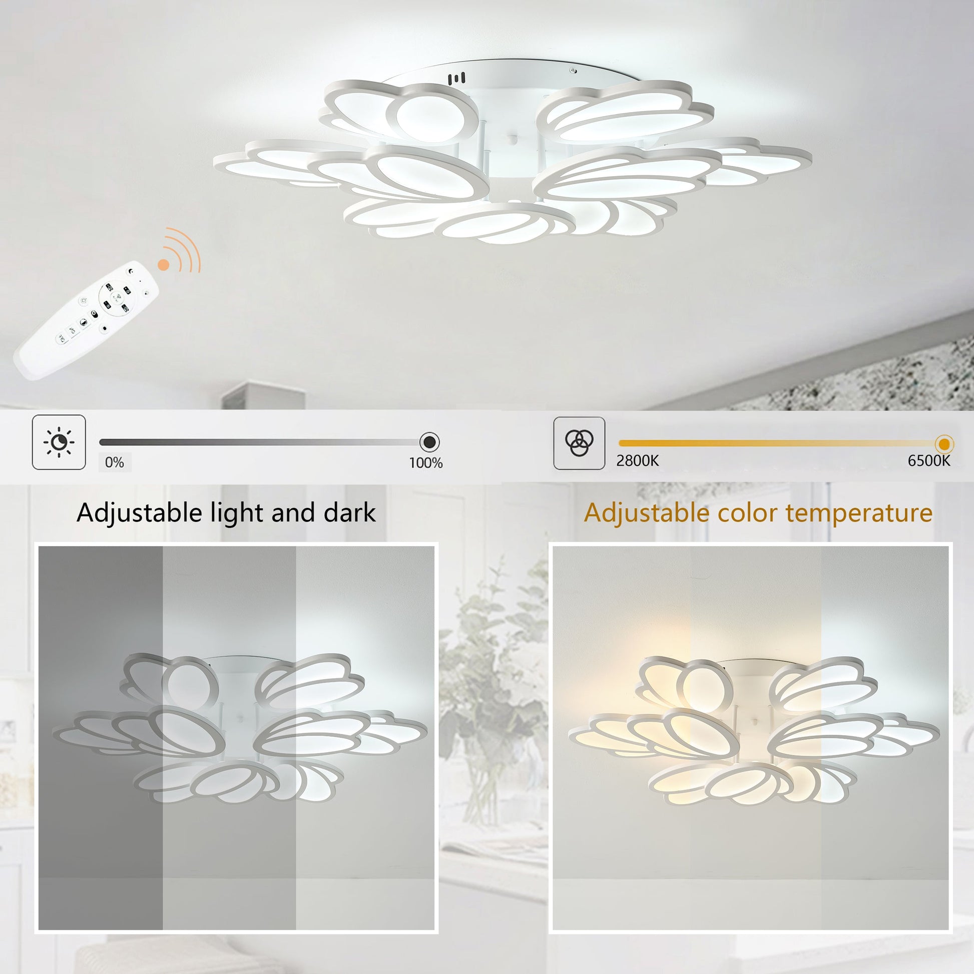 7-Lights Creative Petal Shape LED Semi-Flush Mount Lighting
