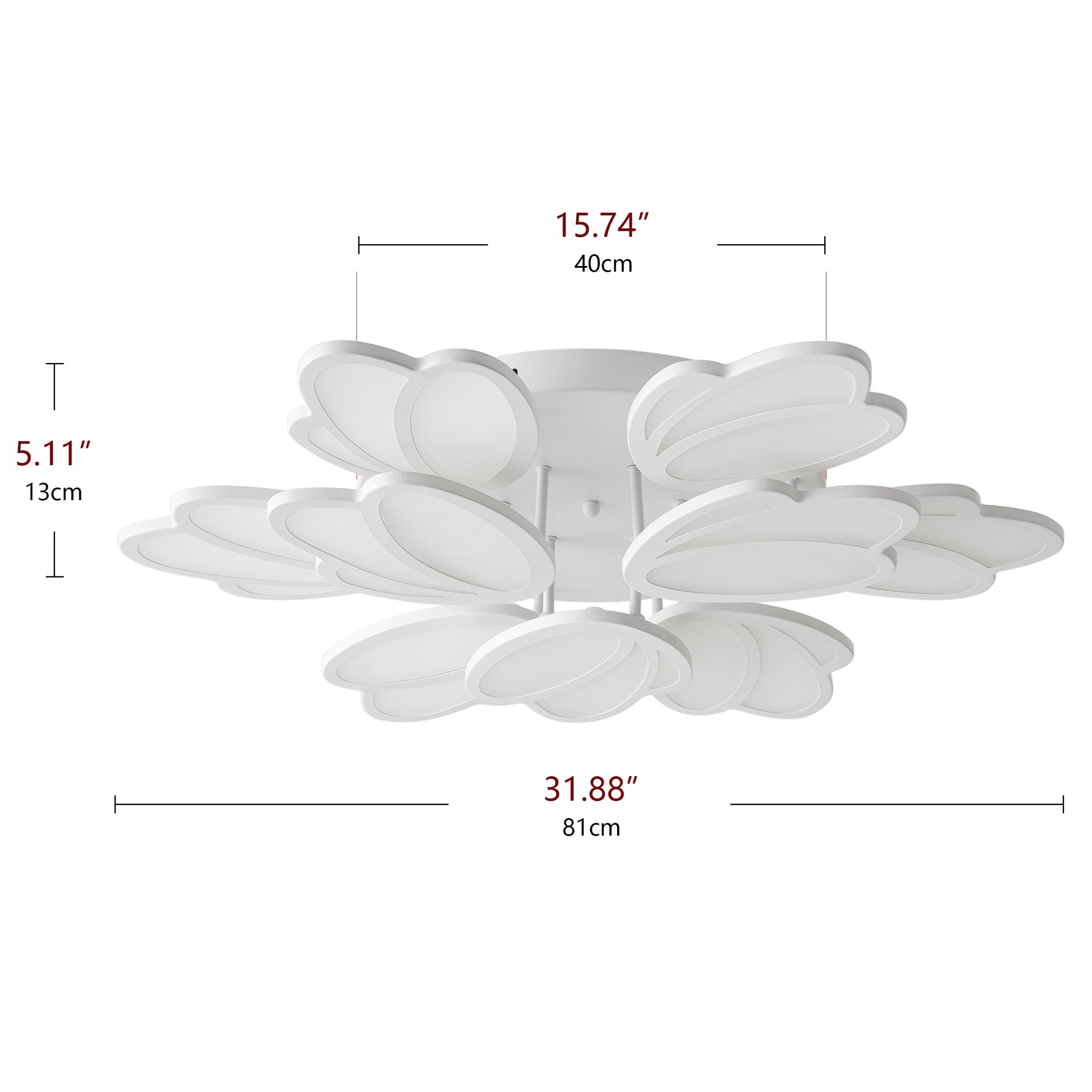 7-Lights Creative Petal Shape LED Semi-Flush Mount Lighting