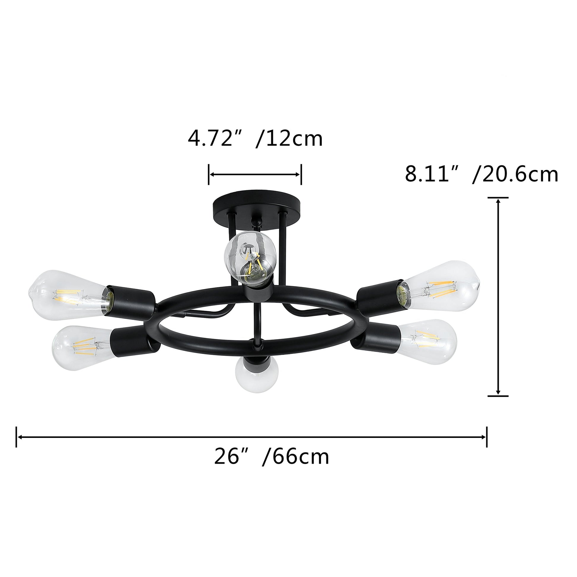 6-Lights Round Shape Semi-Flush Mount Lighting