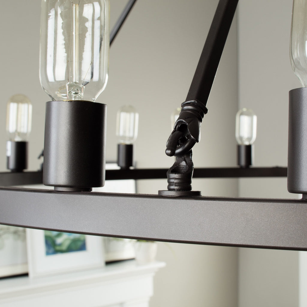 24-light Wagon Wheel Chandelier - 48-inch - Matte Black