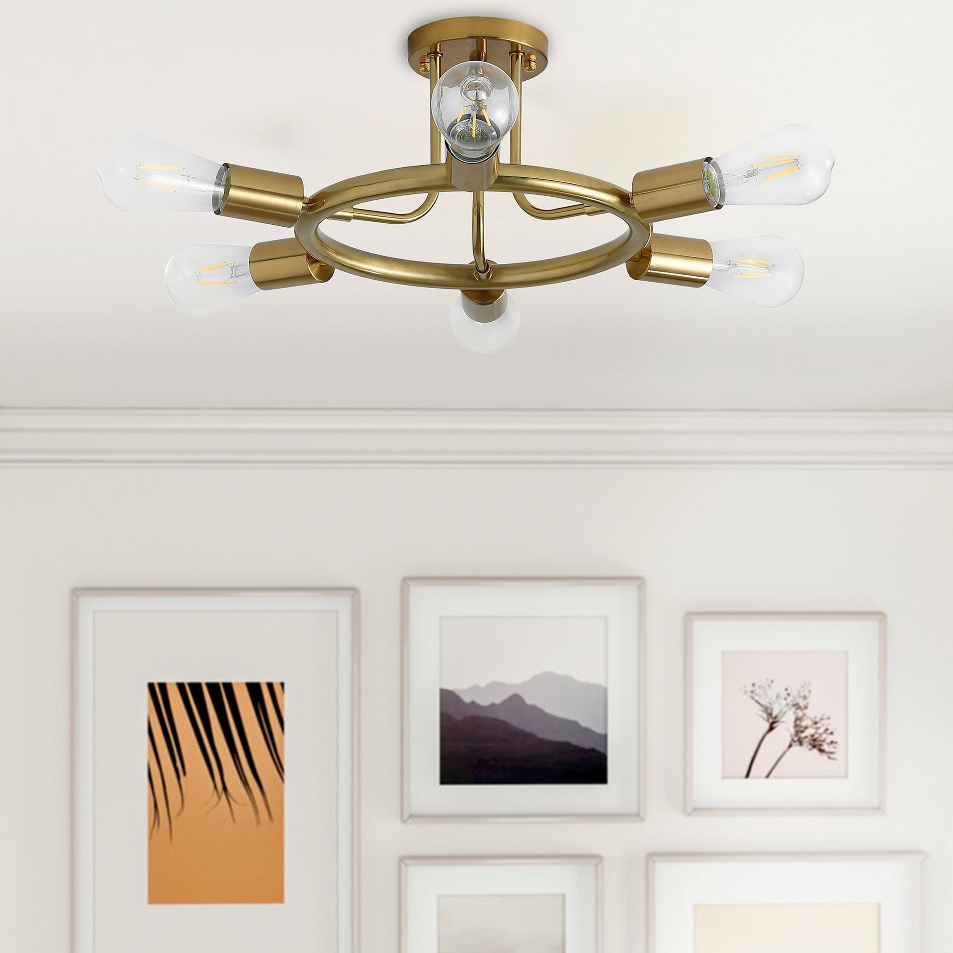 6-Lights Round Shape Semi-Flush Mount Lighting