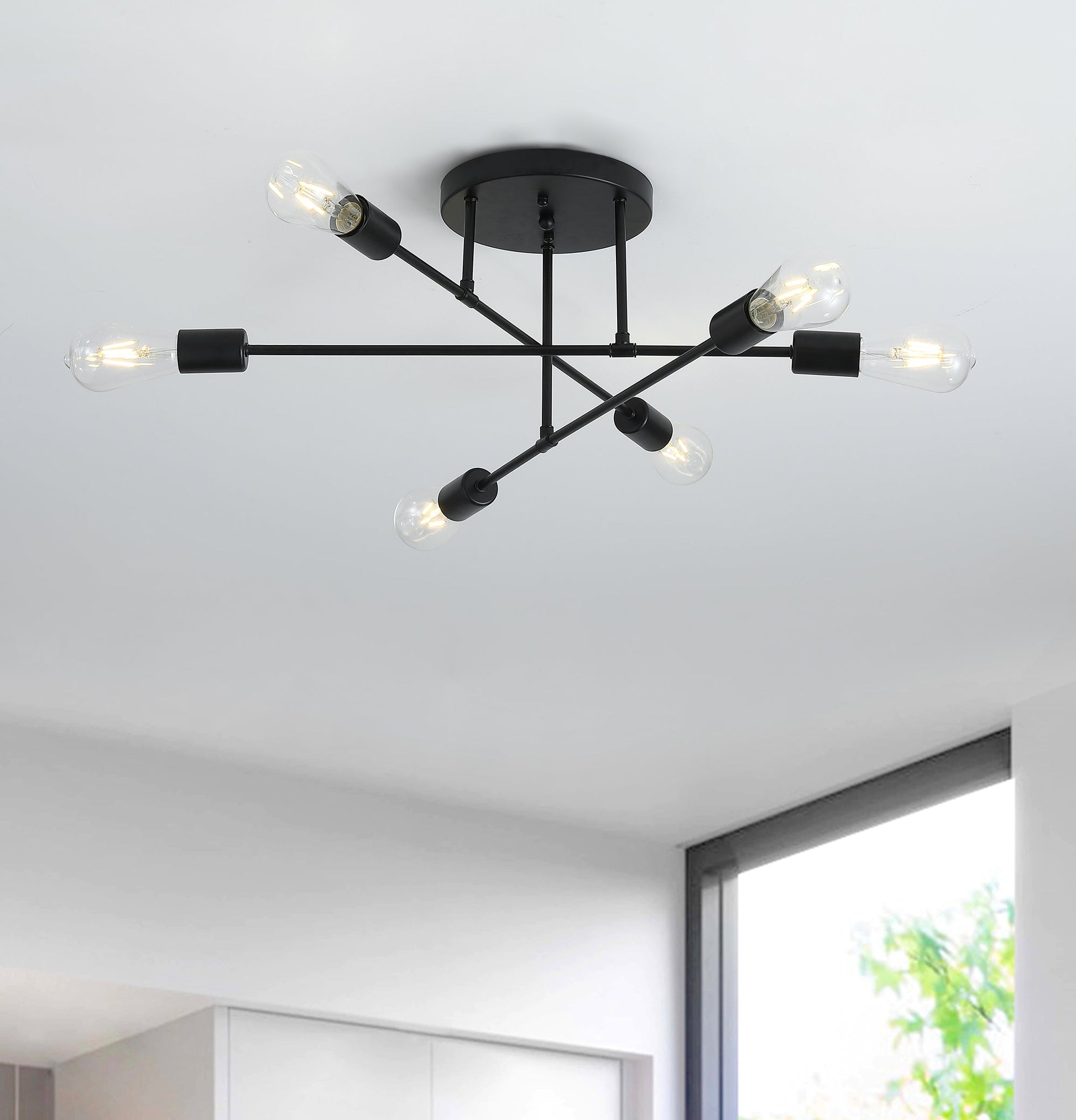 6-Lights Geometric Shape Semi-Flush Mount Lighting