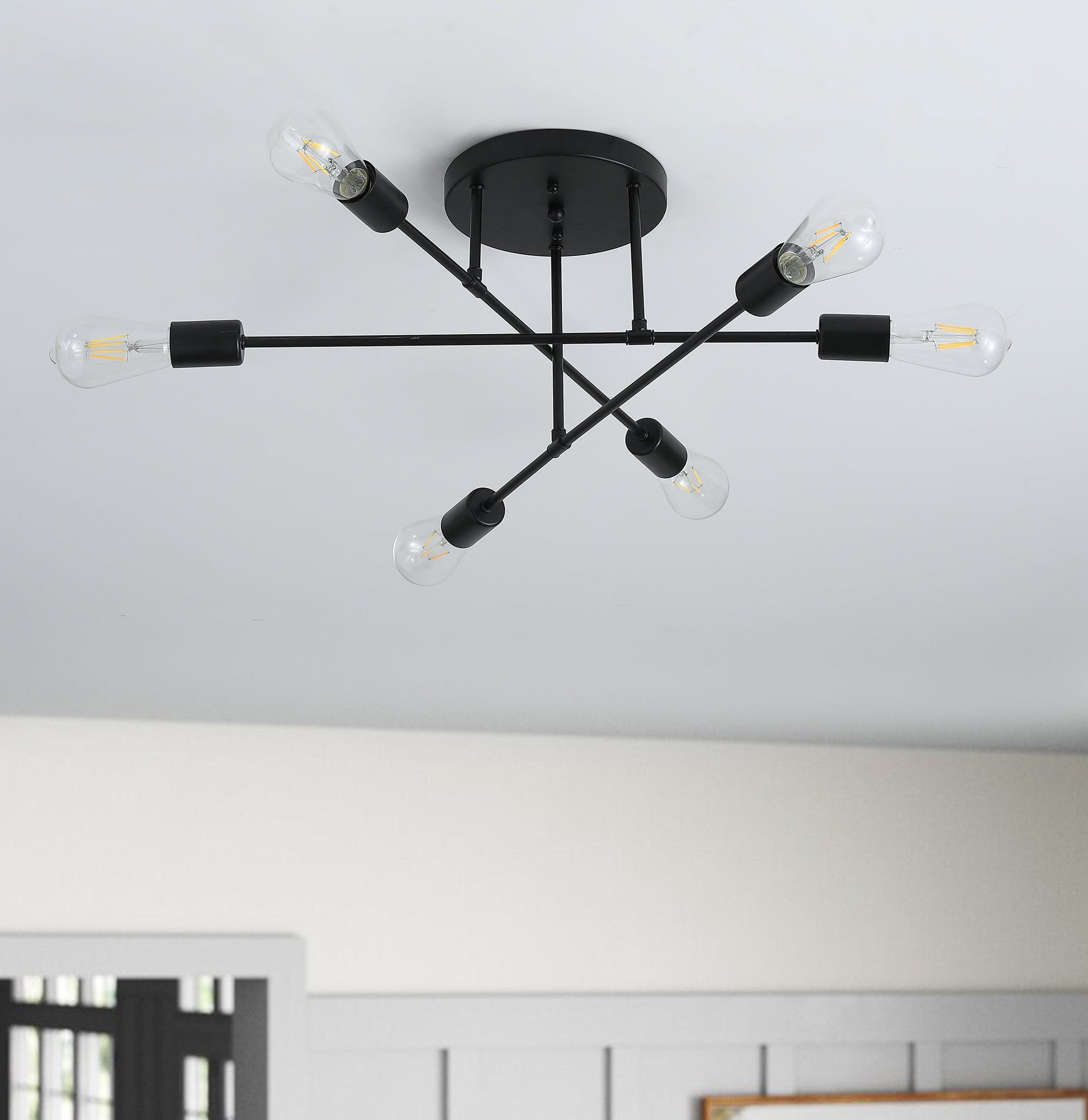 6-Lights Geometric Shape Semi-Flush Mount Lighting
