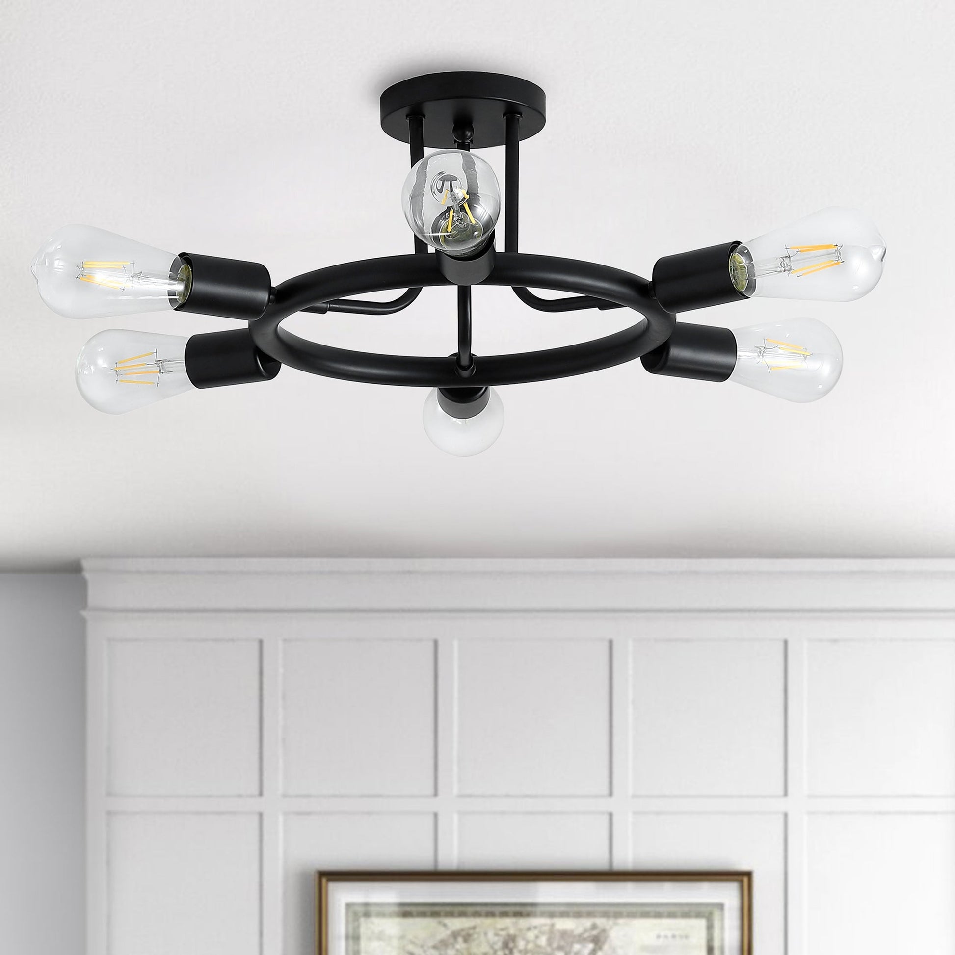 6-Lights Round Shape Semi-Flush Mount Lighting